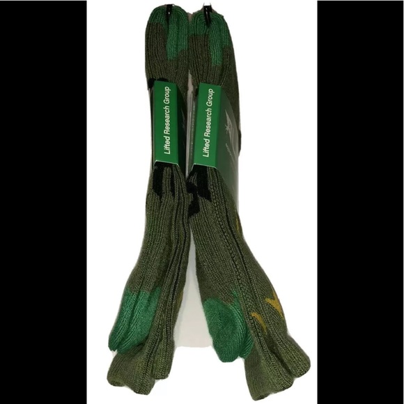 LRG Lifted Research Group Crew Socks 2Pair Men6.5-12 Green Yellow w Giraffe Logo - Picture 7 of 11